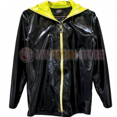 (DM521)0.4mm 100% Natural Latex Jacket Rubber Hoodies Fetish Catsuit